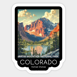 A Vintage Travel Illustration of the Rocky Mountain National Park - Colorado - US Sticker